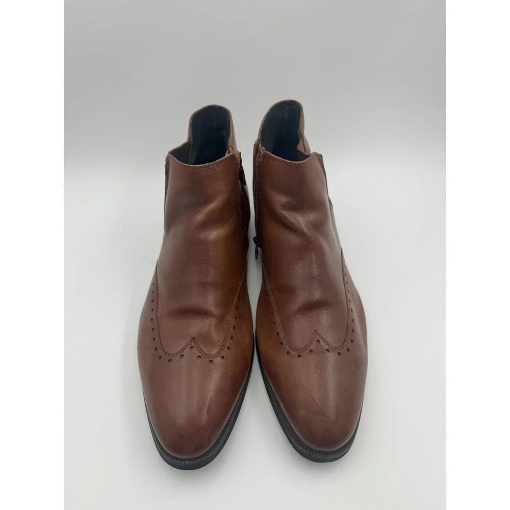 Stacy Adams 24992-221 Mens 13 M Chelsea Boot Brown Leather Side Zip Ankle Brogue